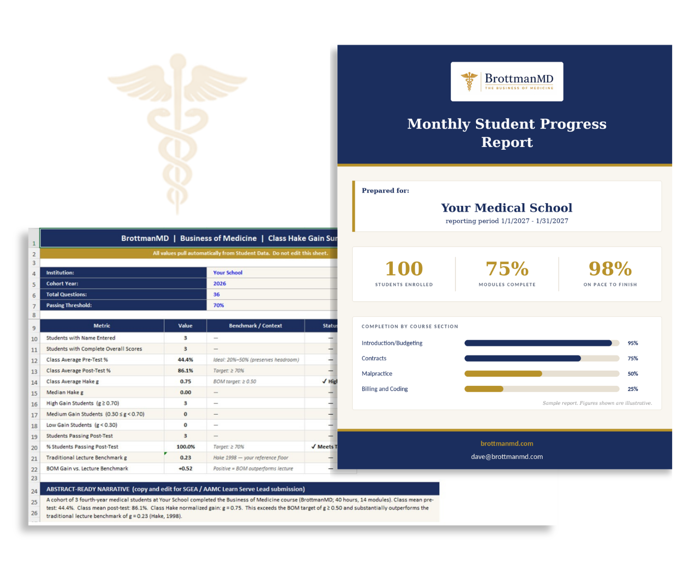 Preview of the Business of Medicine course — desktop and mobile