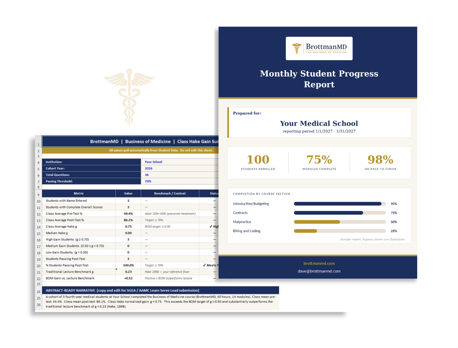Preview of the Business of Medicine course — desktop and mobile