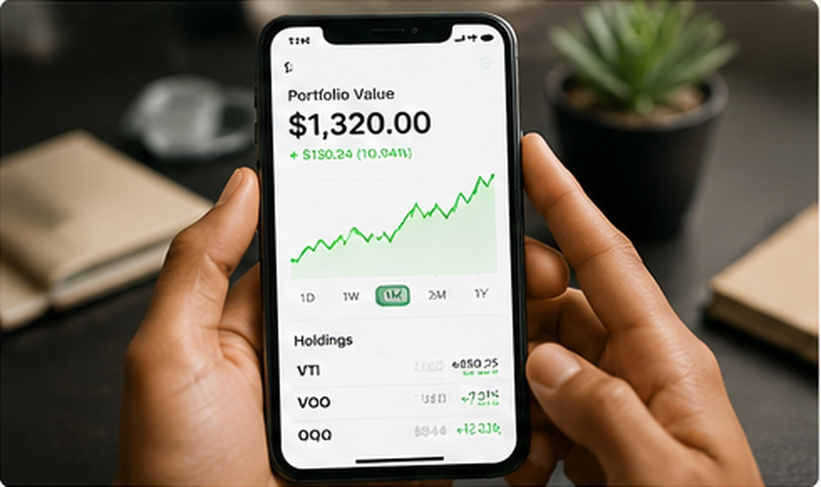 A teen reviewing investments