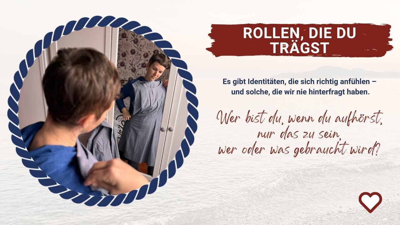 Frau steht vor einem Kleiderschrank und reflektiert über Rollen, Identität und persönliche Entwicklung