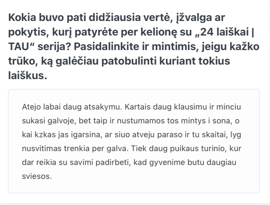 Atsiliepimas apie 24 dienų laiškų mentorystę