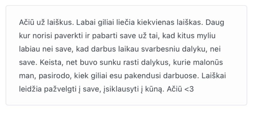 Atsiliepimas apie 24 dienų laiškų mentorystę