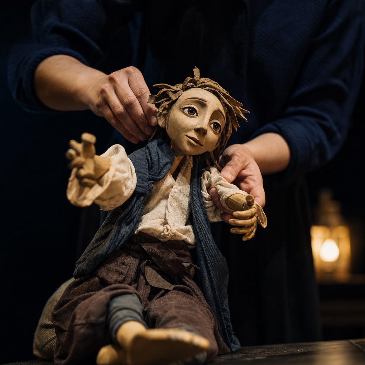 Puppet character in performance