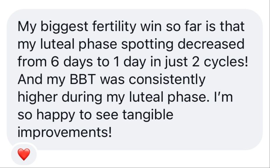 Client screenshot: spotting decreased from 6 days to 1 day
