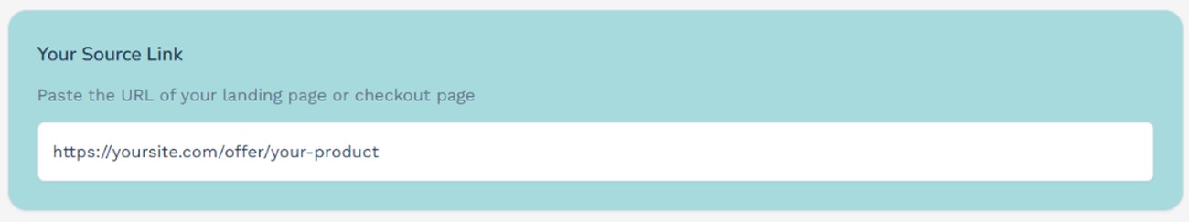Step one: paste the URL of your landing page or checkout page