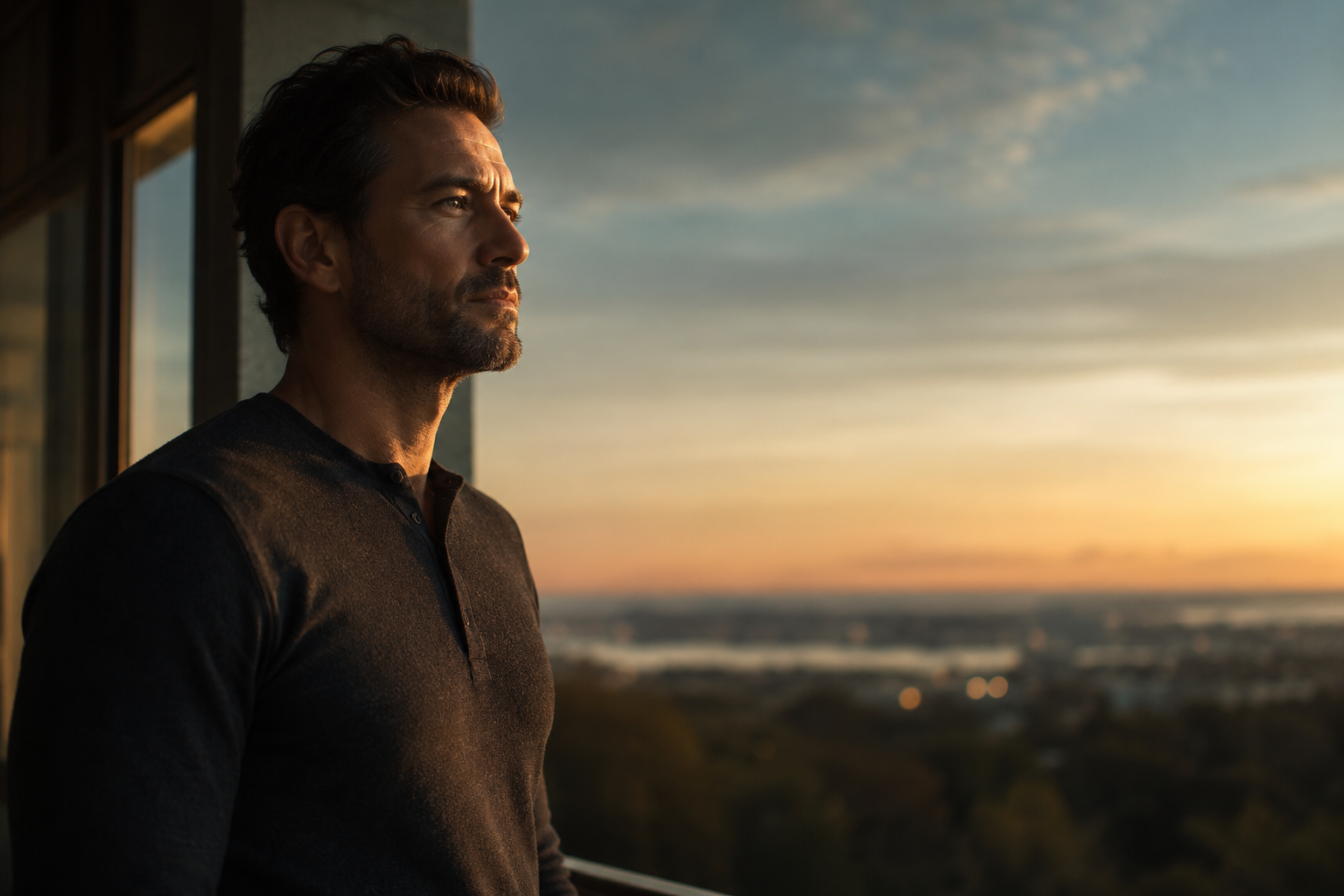 A man standing strong and resolute, ready to lead and rebuild his marriage
