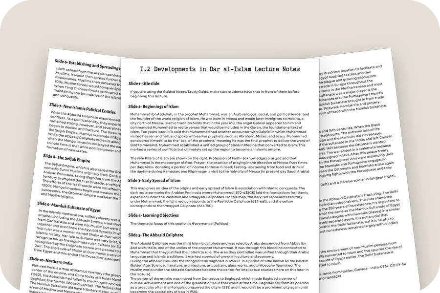 Three printable speaker notes pages