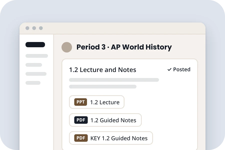 Lesson files posted to a class page