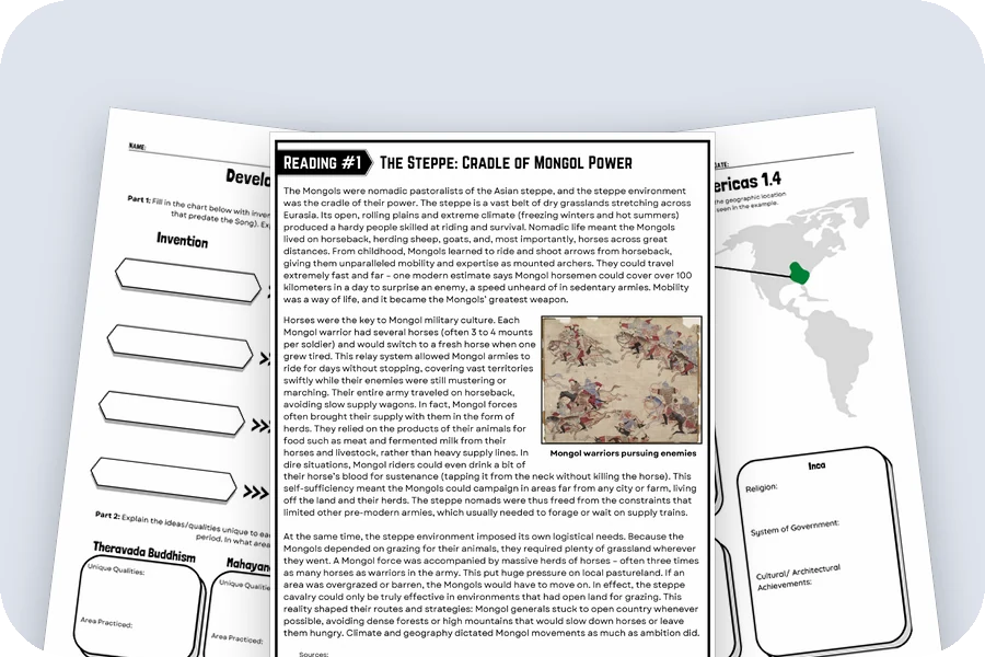 Three activity pages
