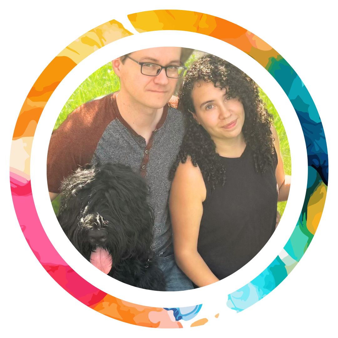 Brittani and Viktor of Color Splash Kennel, family-based Black Russian Terrier breeders in New England.