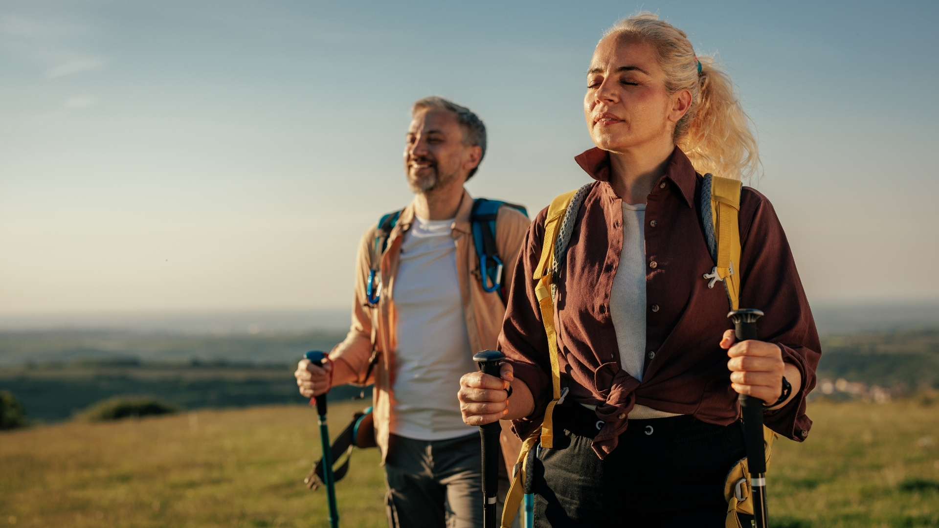 Canadian couple hiking with peace of mind