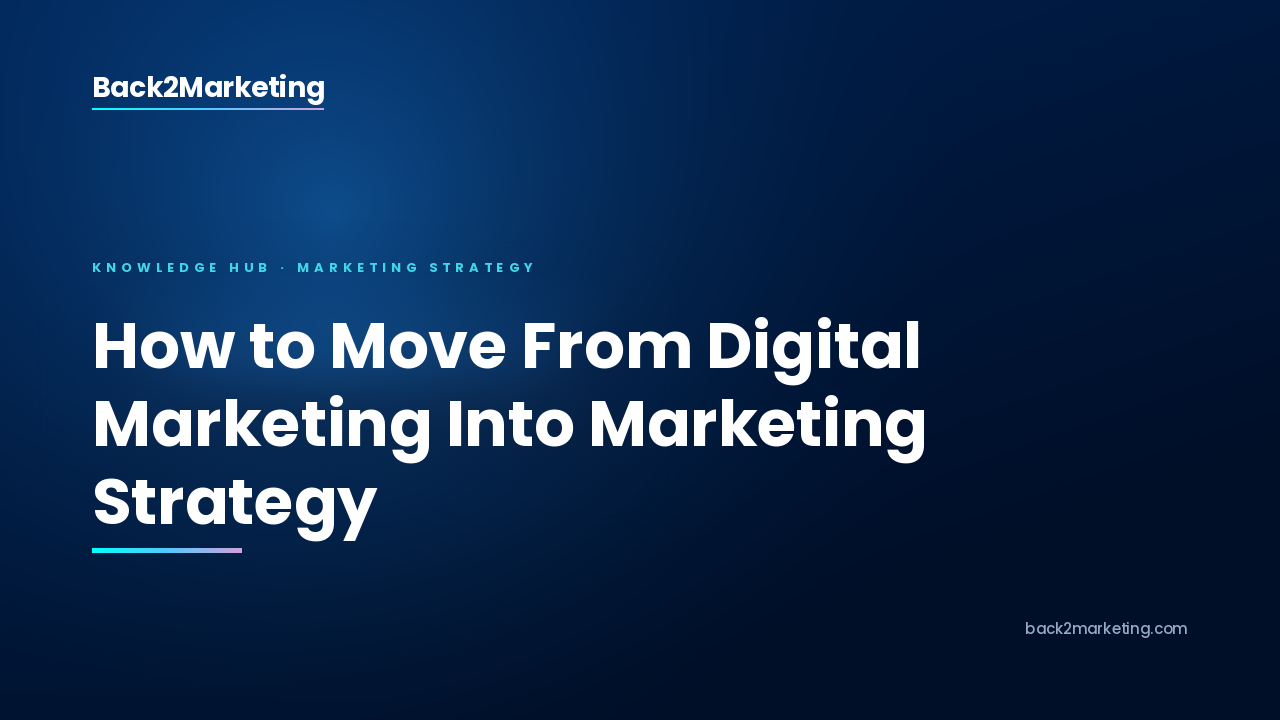 Back2Marketing card: “How to Move From Digital Marketing Into Marketing Strategy”