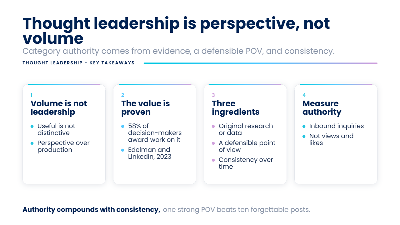 Key takeaways: B2B thought leadership and what builds category authority