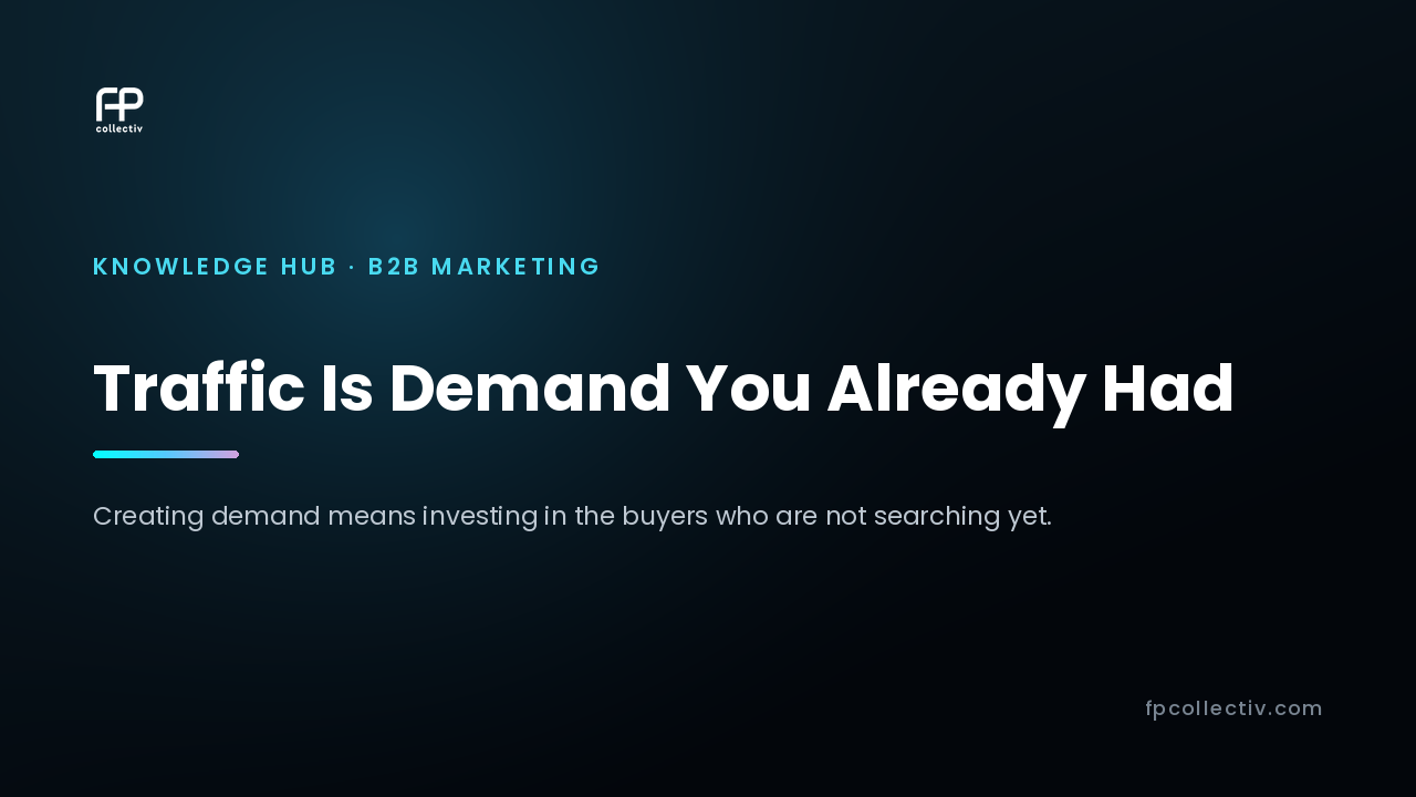FP Collectiv card: "Traffic Is Demand You Already Had — Creating demand means investing in the buyers who are not searching yet"