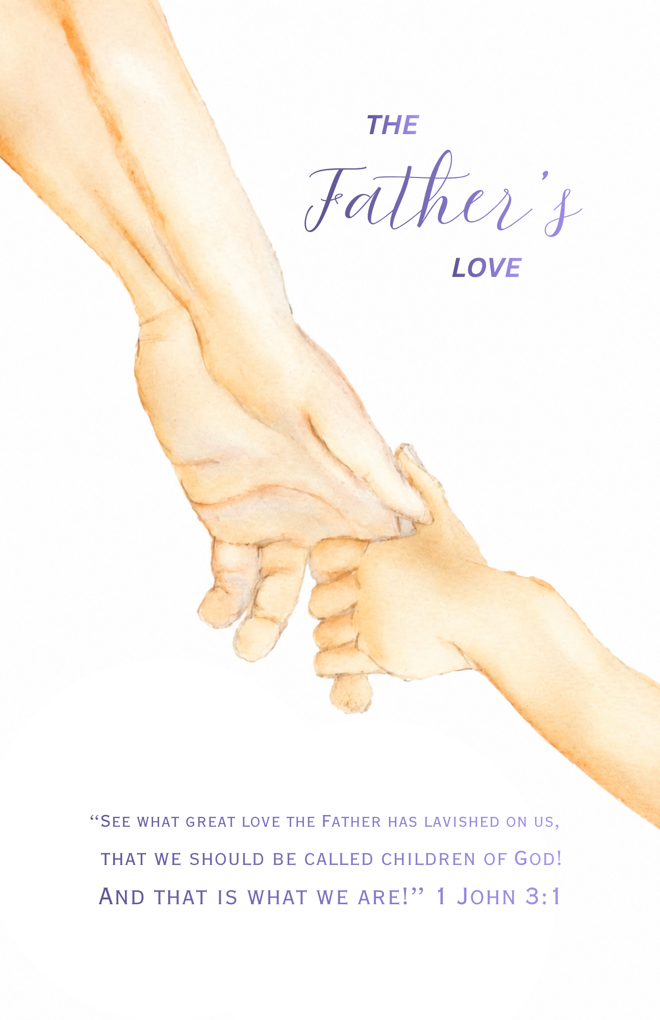 The Father’s Love art postcard with watercolor hands