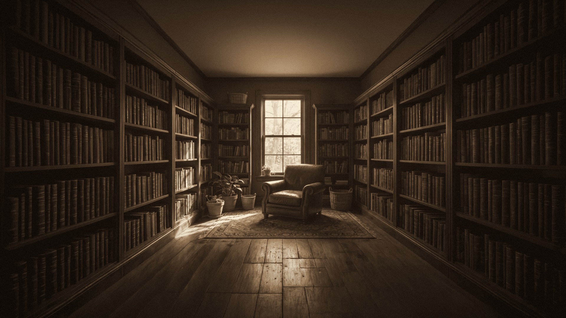 The Sculptor's Library: quiet shelves and a reading chair by the window