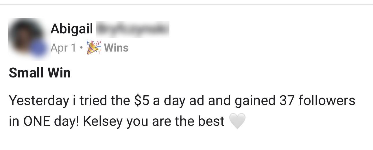 37 followers in one day from the $5 ad