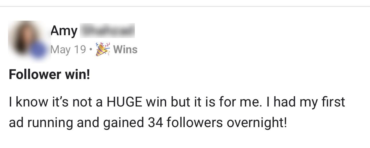 34 followers overnight from a first ad