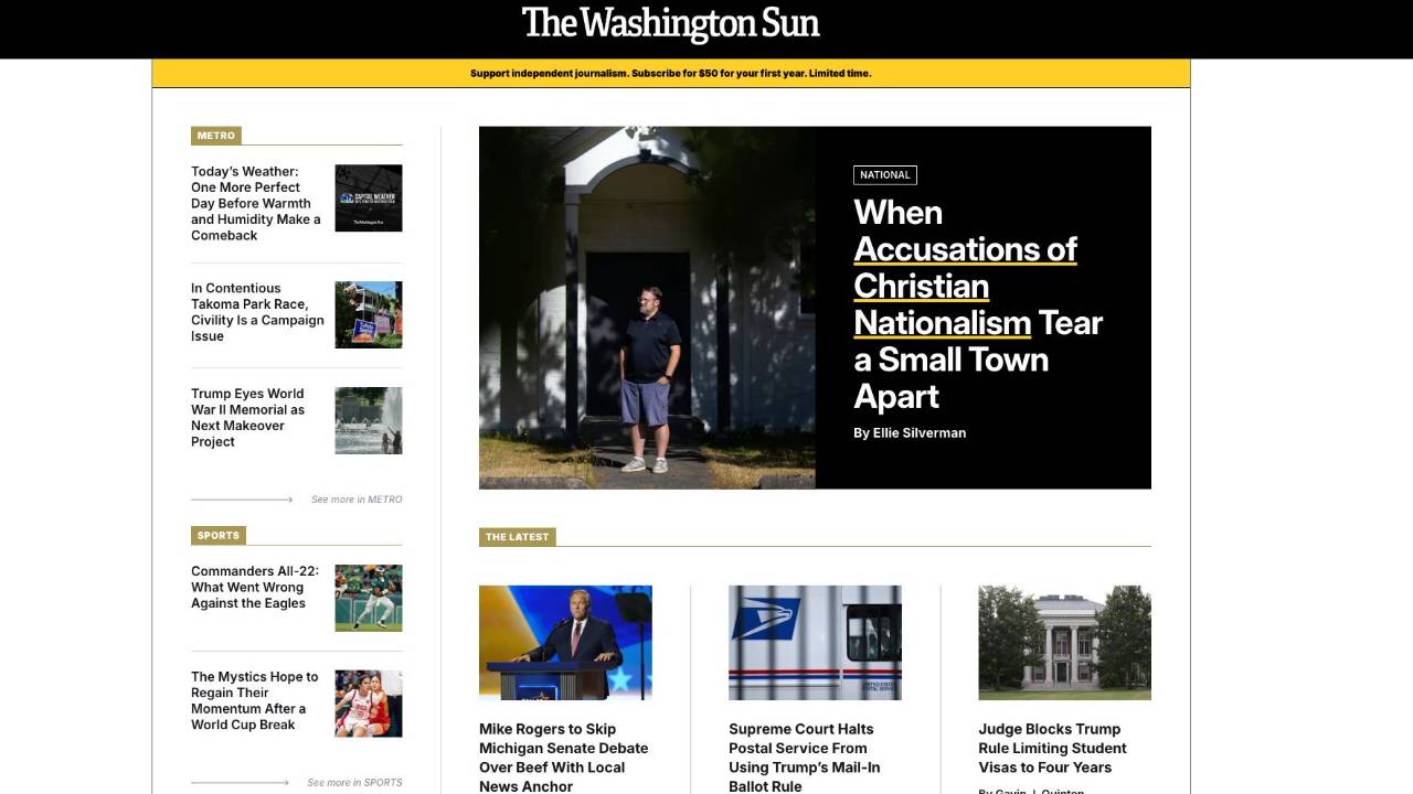 Washington Sun Homepage on 26-09-15 at 11AM Eastern