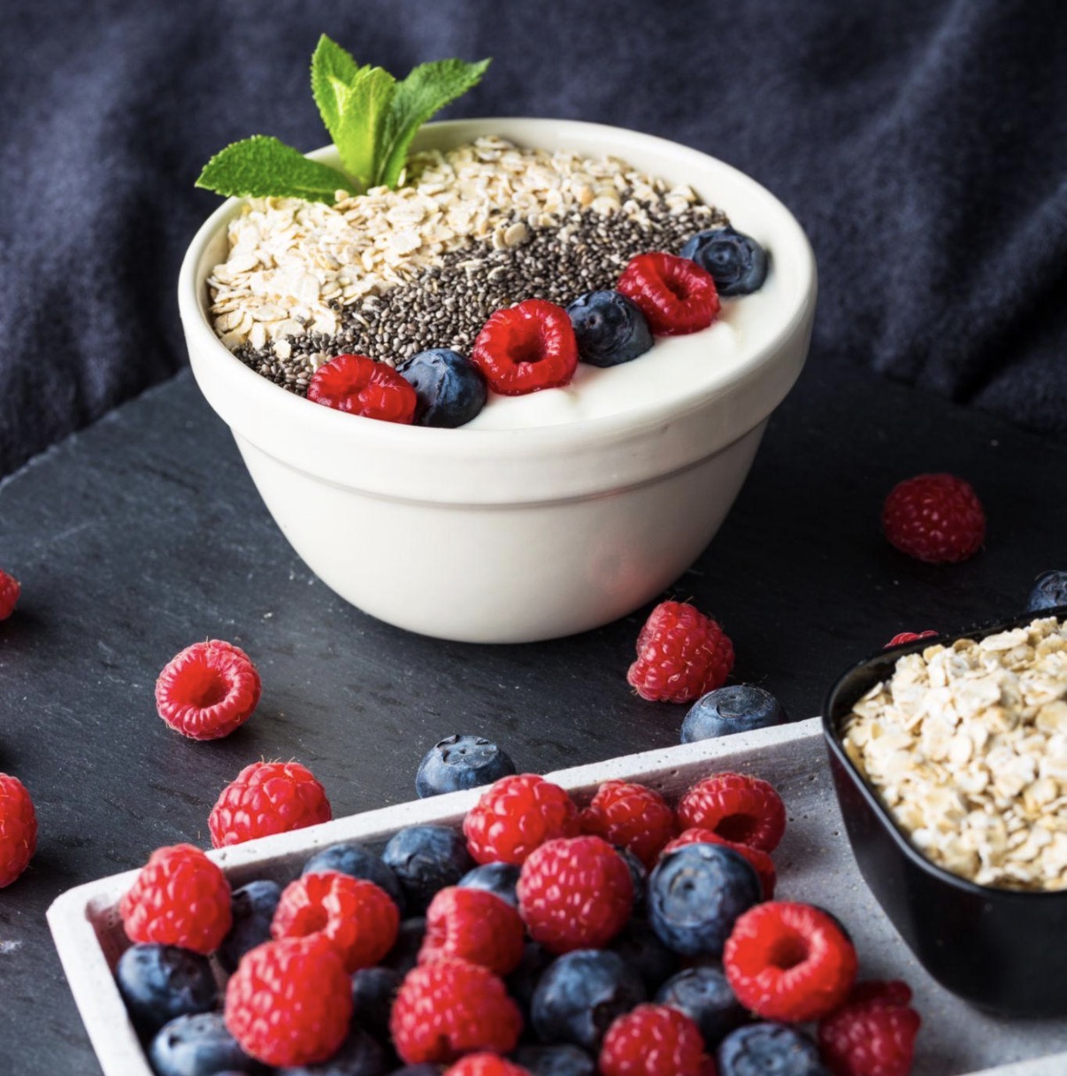 Yaourt avoine chia fruits rouges