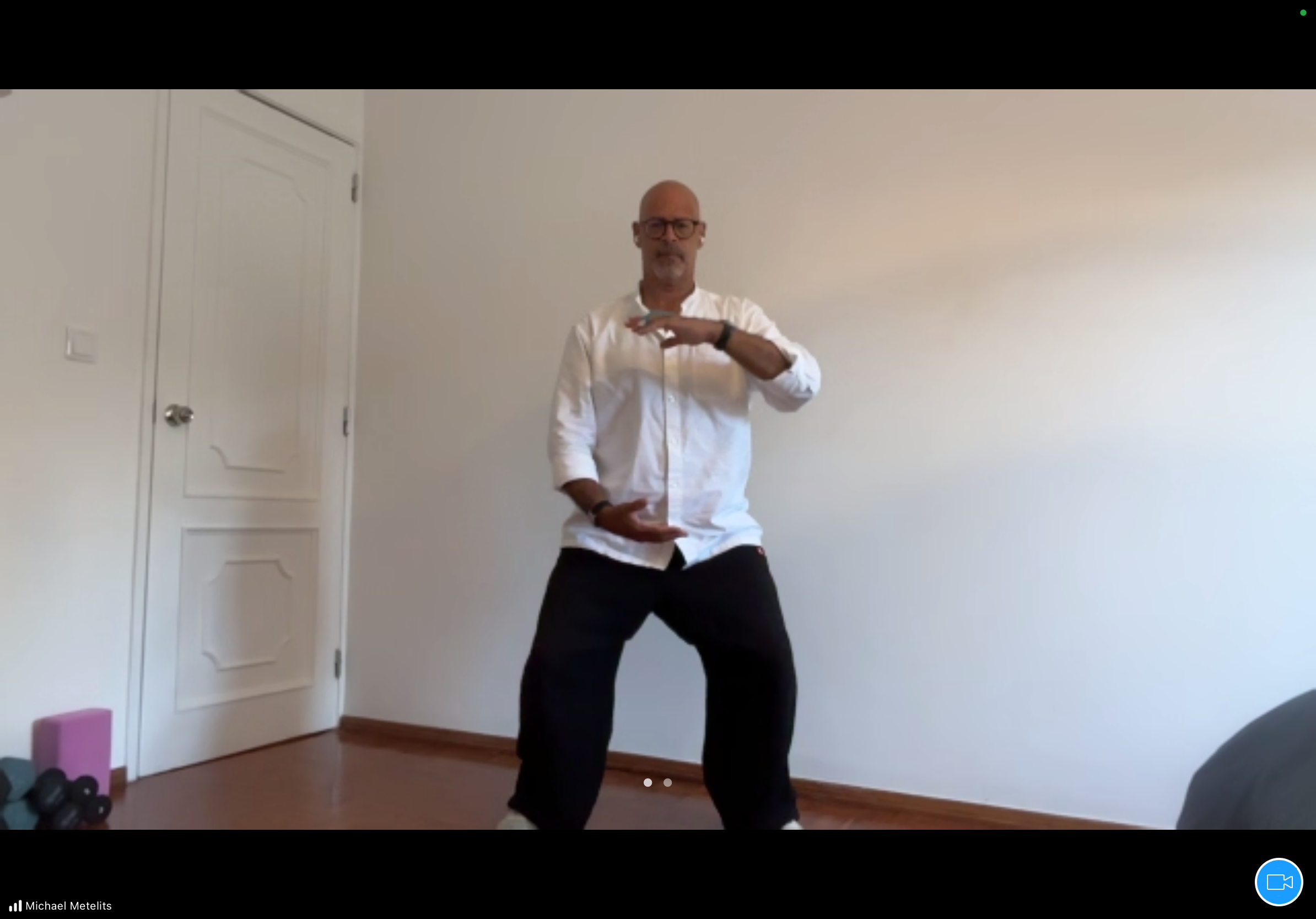 Michael teaching live online on Zoom
