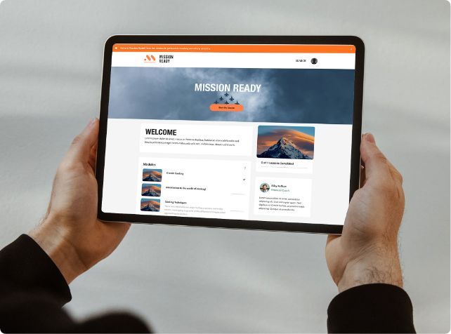 man looking at Mission Ready Ipad