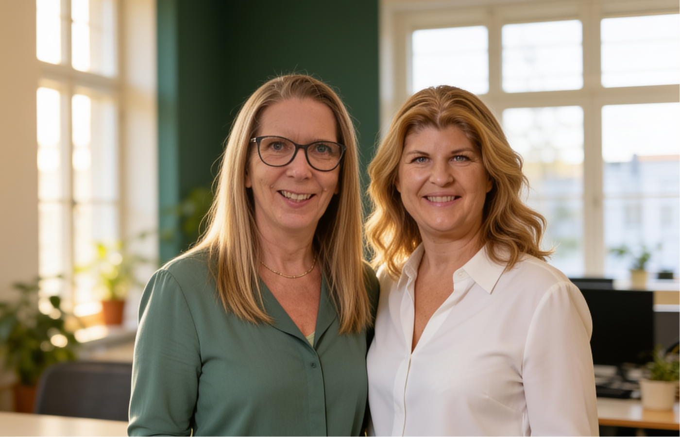 Jennica och Helena på byrån.