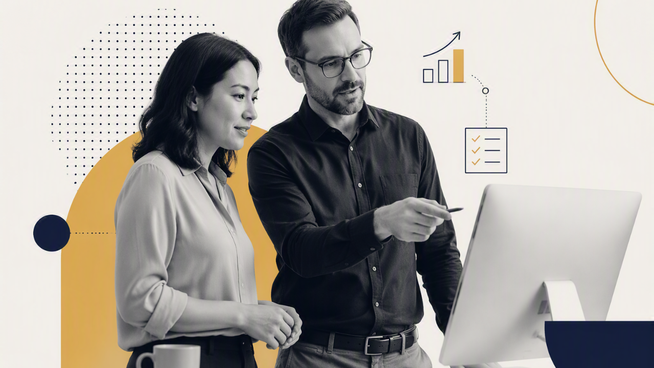 Manager reviewing AI-generated report, representing the hidden human review tax in AI adoption ROI 