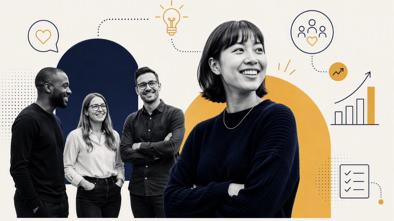 Employees talking surrounded by decorative circlesGallup's new data shows AI and employee engagement rise or fall on leader choices. Get the five-step process, engagement drivers, and team kickoff agenda