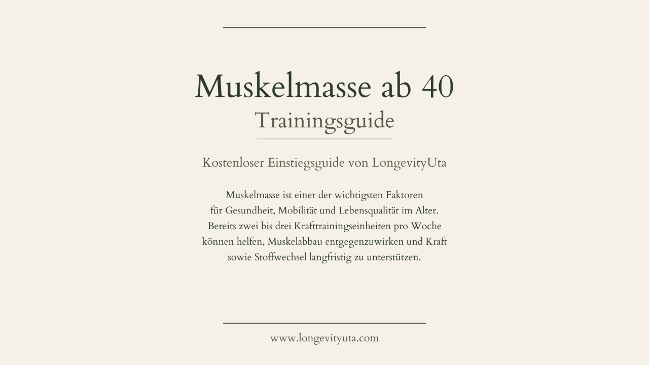 Cover des kostenlosen Trainingsguides Muskelmasse ab 40