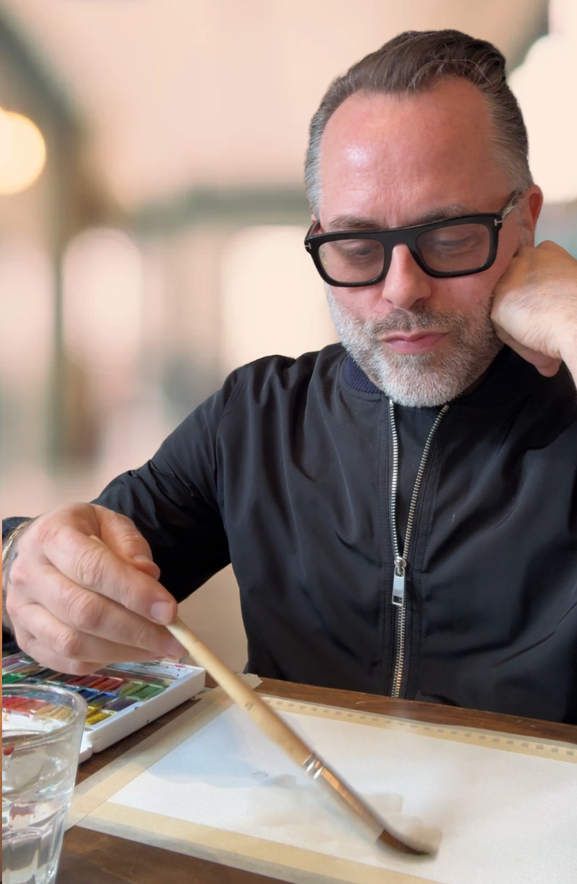 Kevin painting in his Coming Home watercolor course