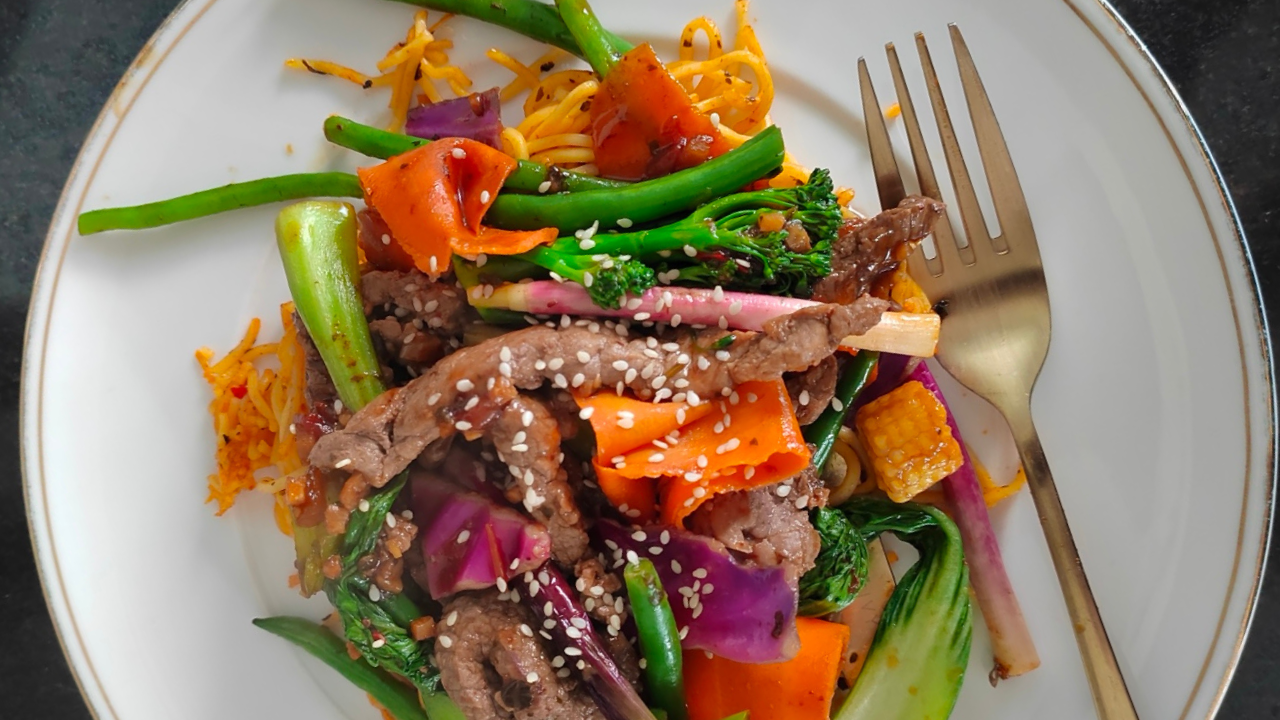 Beef and Rainbow Vegetable Stir-Fry
