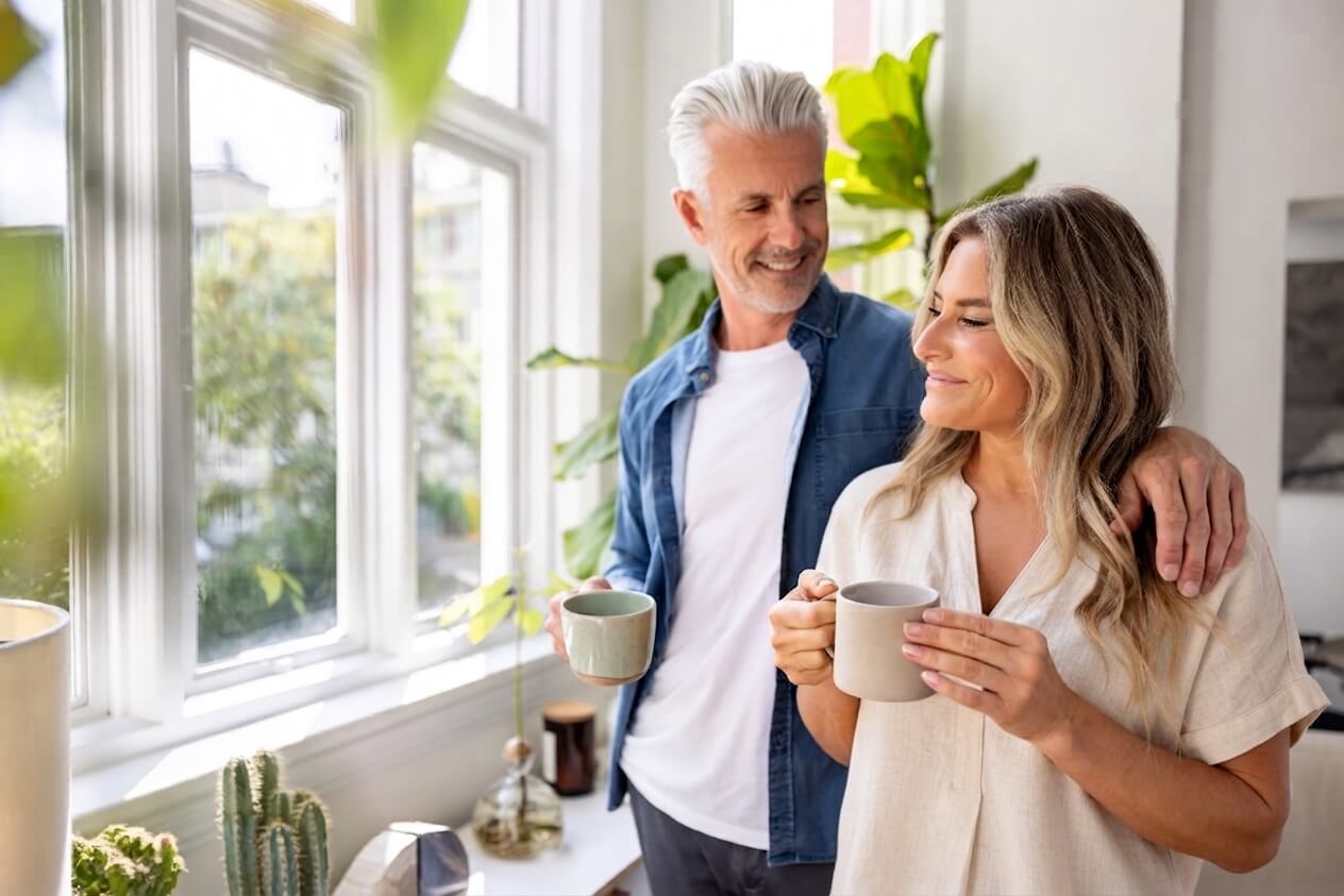 Twee ouders samen in de keuken