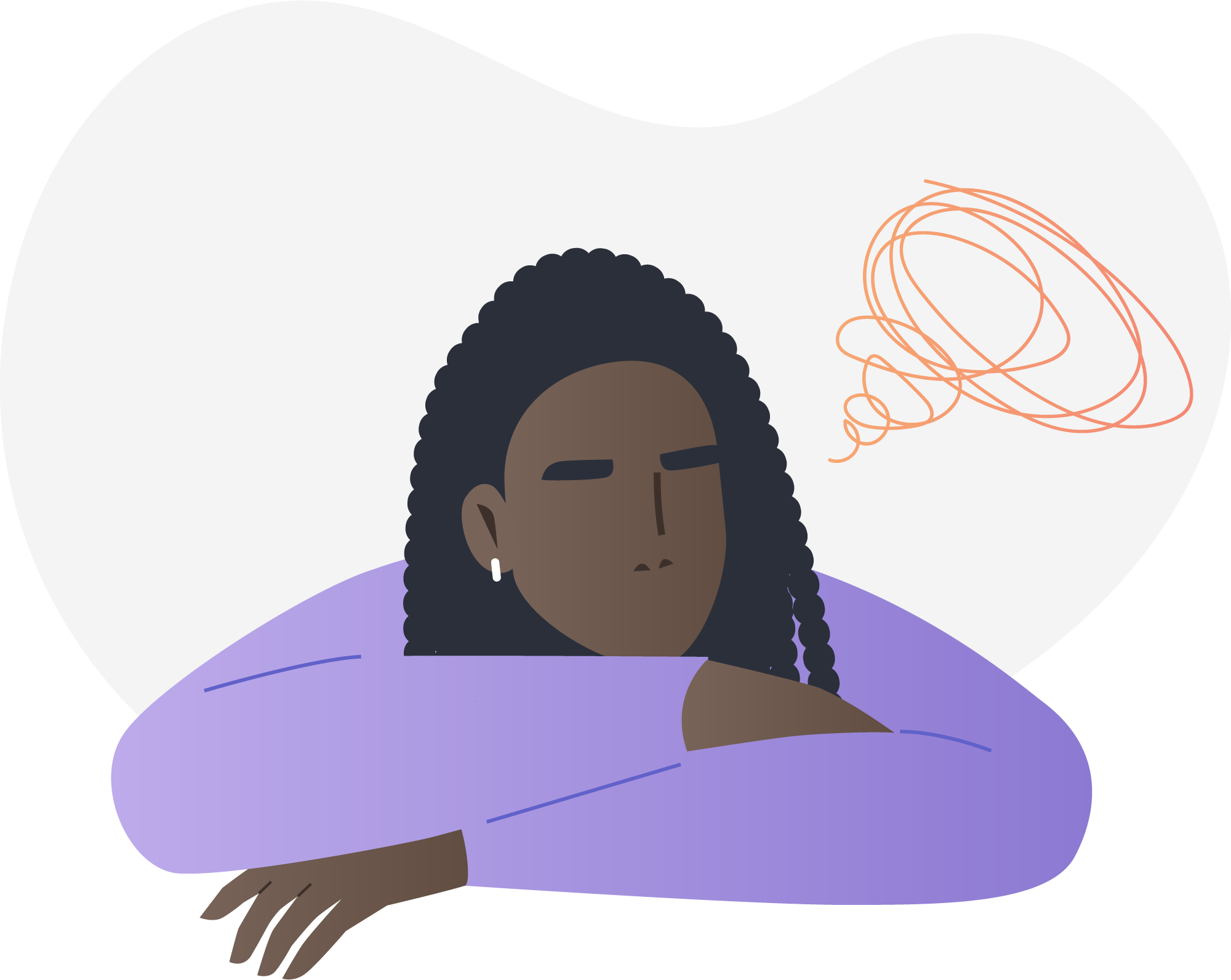 Woman resting her head on her arms