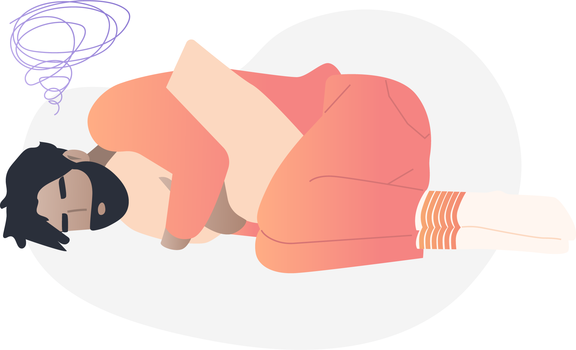 Person curled up on their side