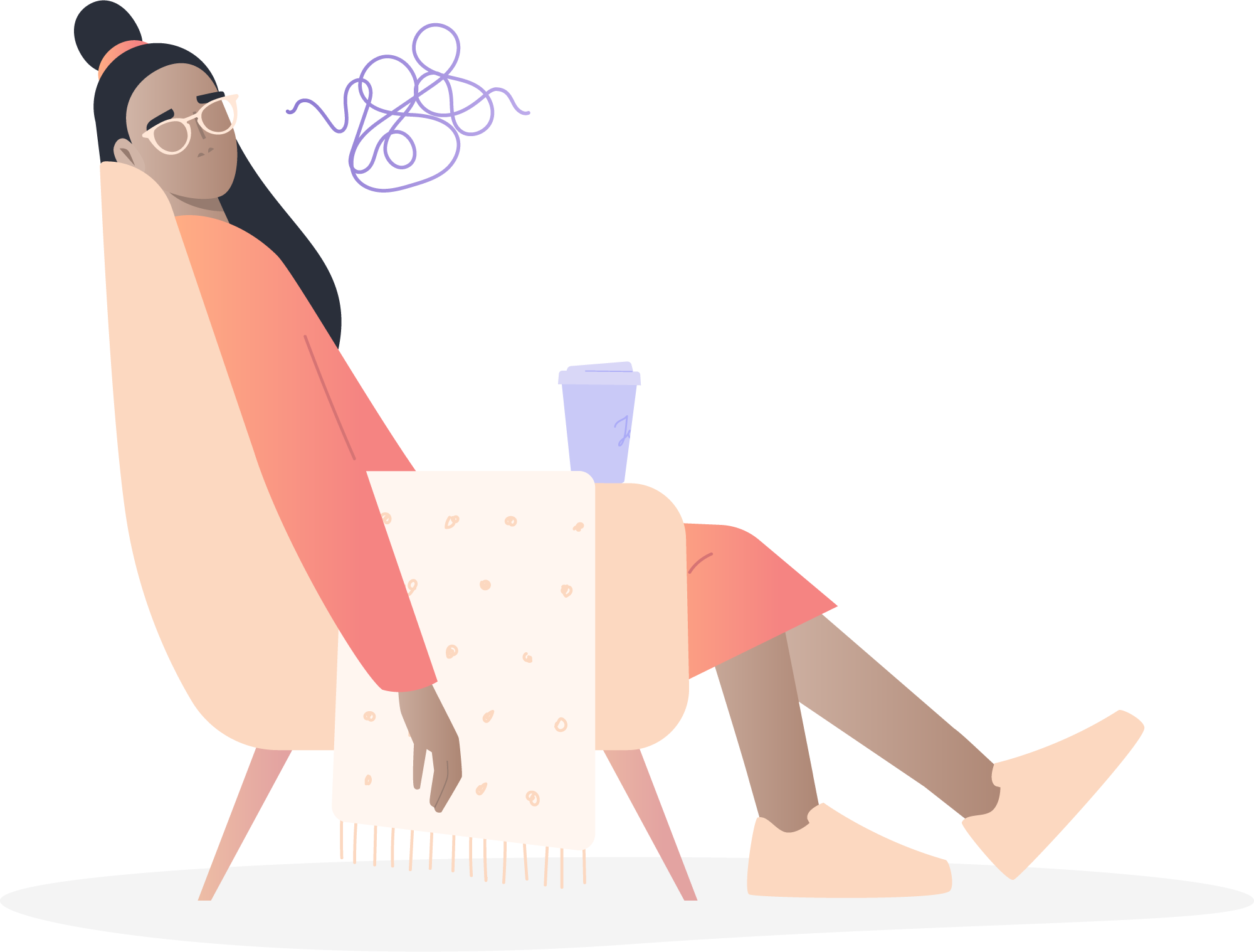 Woman slumped in an armchair