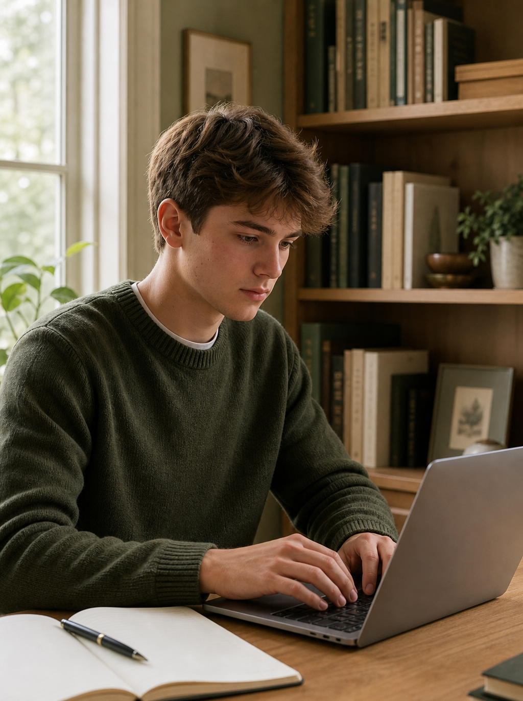 Student working on a college essay