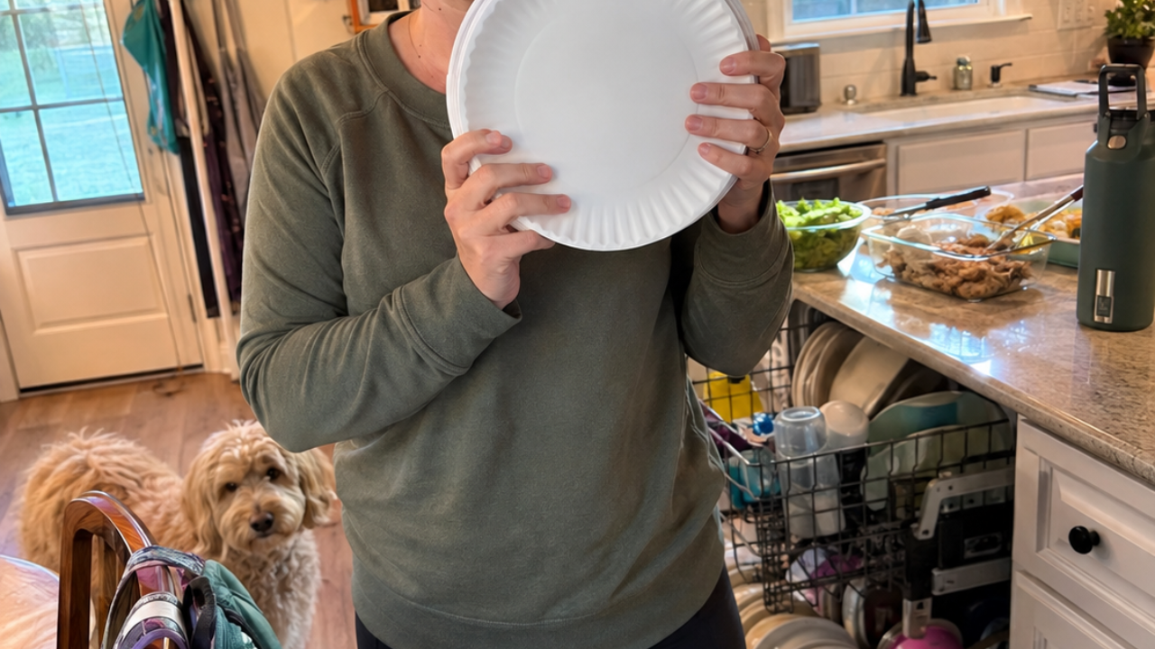 Tired Mom making dinner