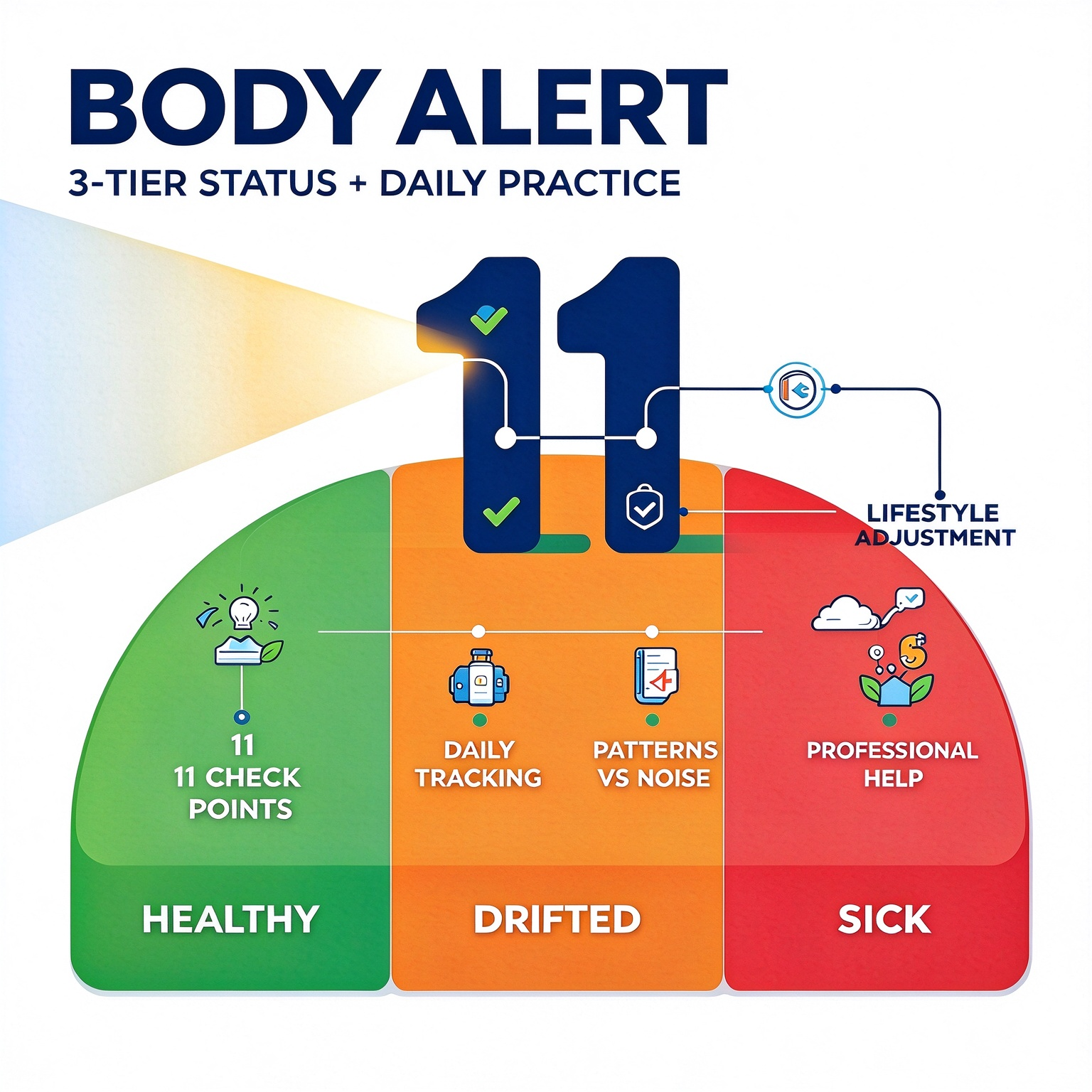 Three-tier health continuum illustration
