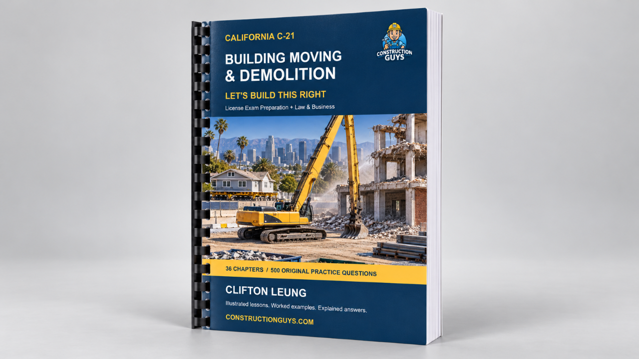 Construction Guys C-21 Building Moving & Demolition with black comb binding