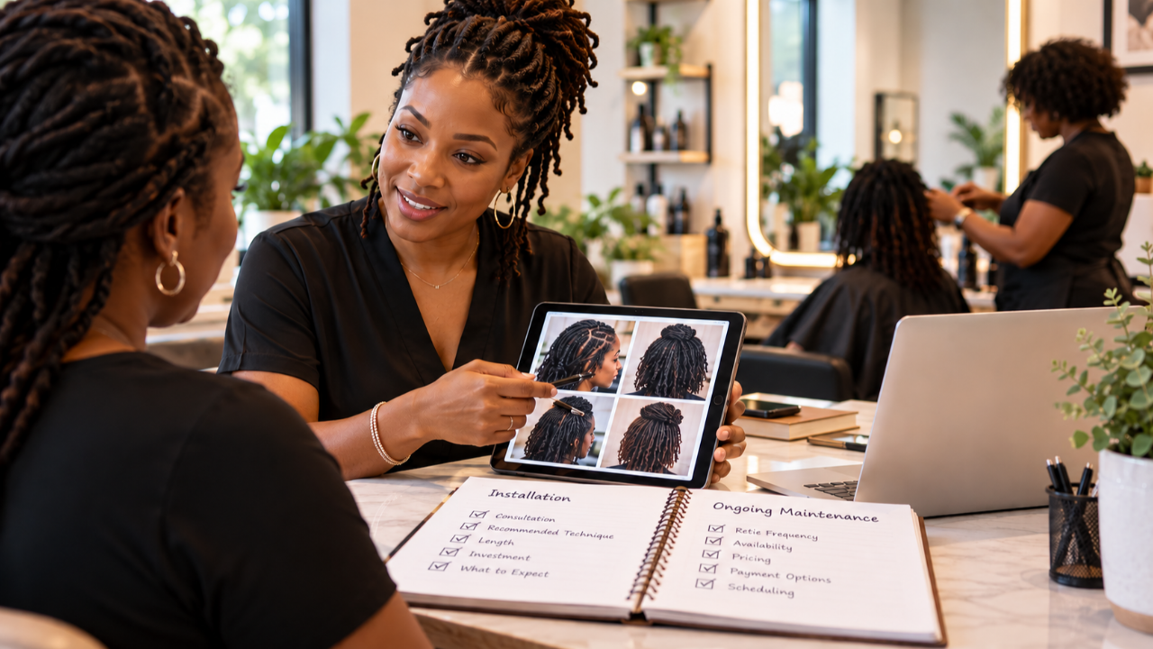 Salon consultation illustrating the connection between technical service and the complete client experience