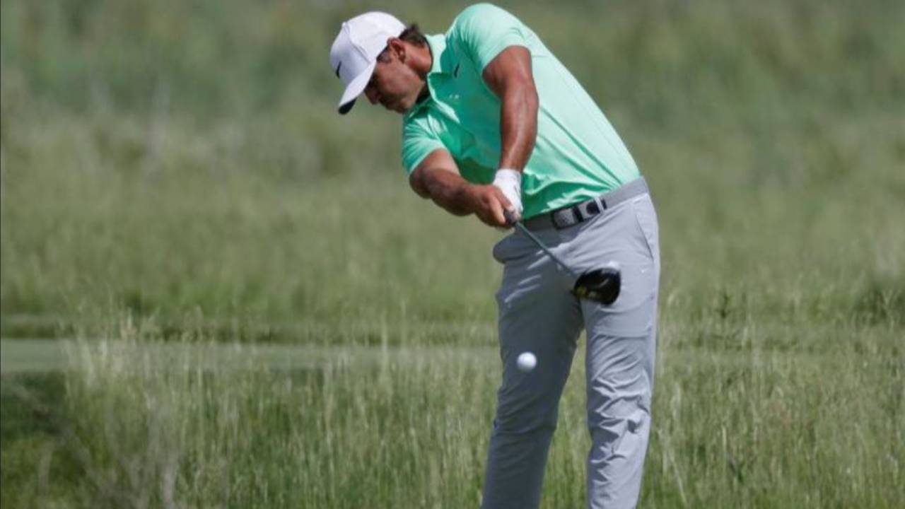 Brooks Koepka swinging driver at US Open Erin Hills