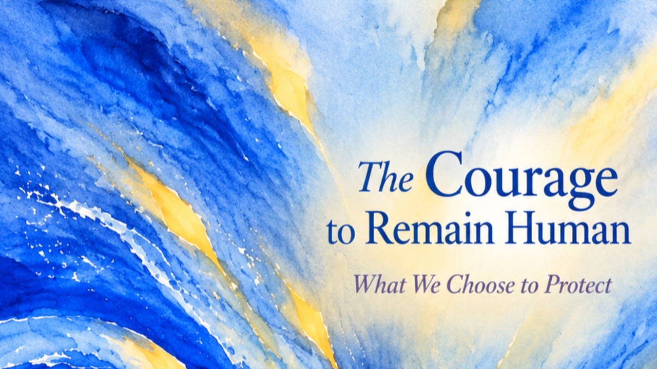 Courage to Remain Human blue wave with gold