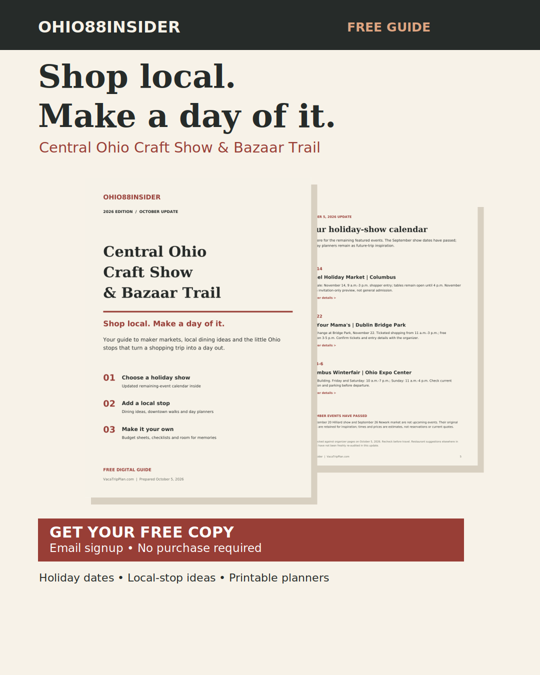 Central Ohio Craft Show and Bazaar Trail free guide, October 2026 update