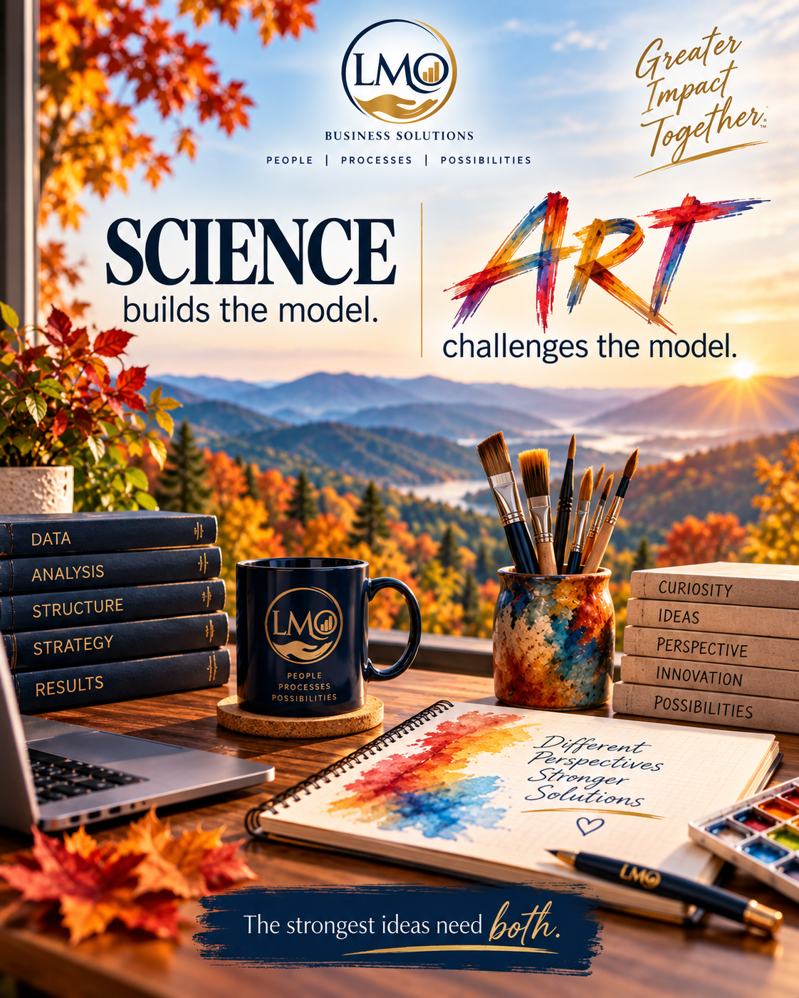 Analytical and creative thinking shown together to illustrate collaboration and stronger solutions.