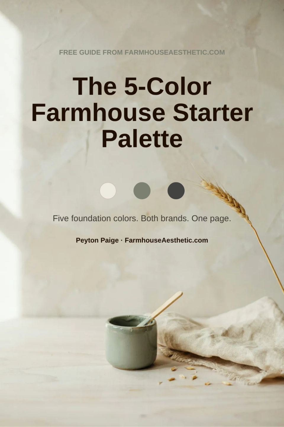 Farmhouse paint color swatch cards arranged in a flat lay
