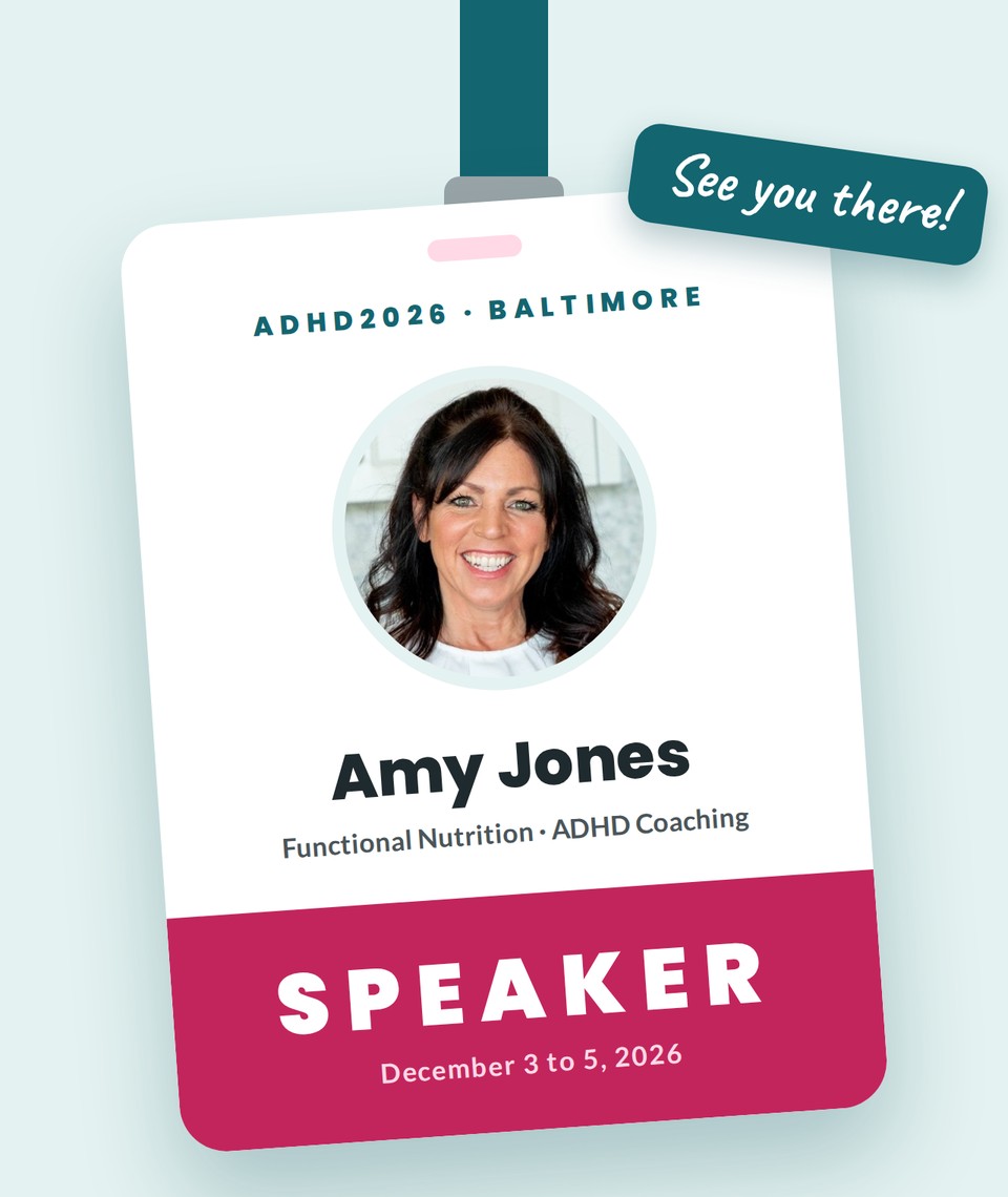 Amy Jones speaker badge for the International Conference on ADHD in Baltimore