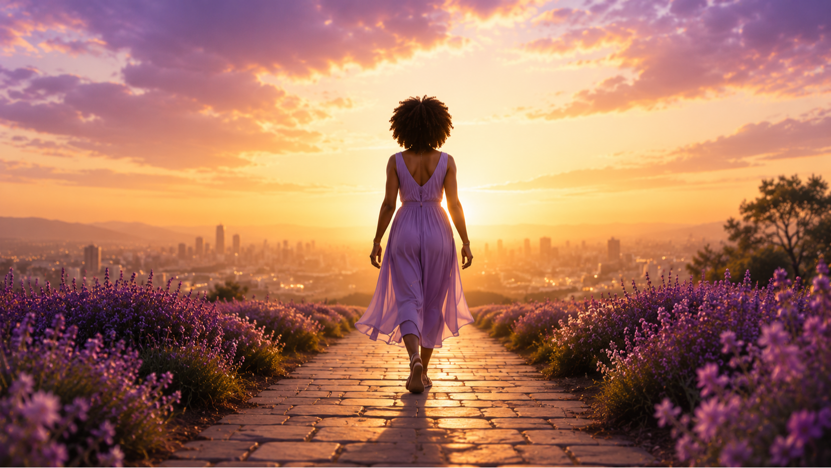 Black woman walking toward the light on her Healing Warrior journey