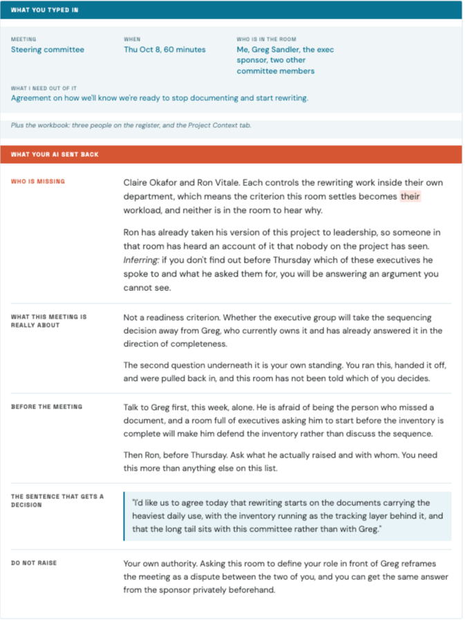 Sample stakeholder brief produced with The 15-Minute Stakeholder Brief