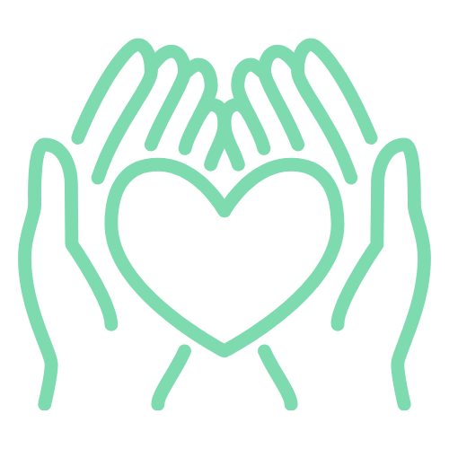 Hands holding heart icon